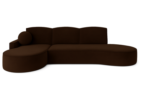 Canapé D’angle Molly à La Forme Arrondie En Velours Brun, Crème, Beige Et Gris – Une Forme Arrondie