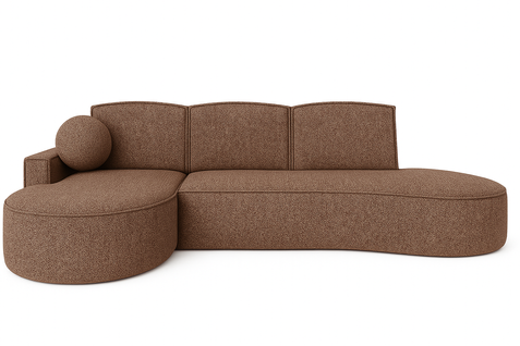 Canapé D’angle Molly à Forme Arrondie En Tressage Brun – Forme Arrondie Tendance