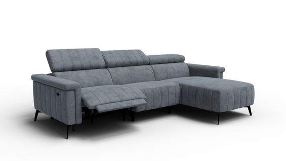 Canapé Relax D'angle 4 Places Nordel, Tissu Gris Foncé