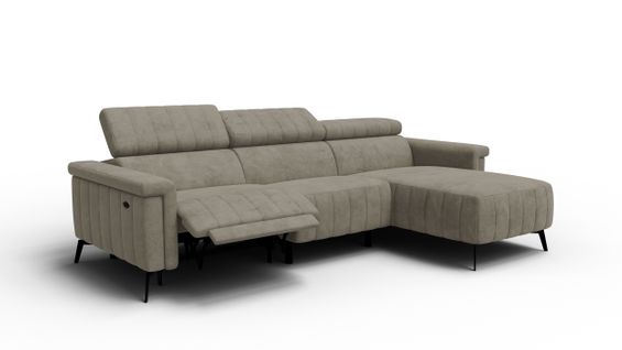 Canapé Relax D'angle 4 Places Nordel, Tissu Beige Foncé