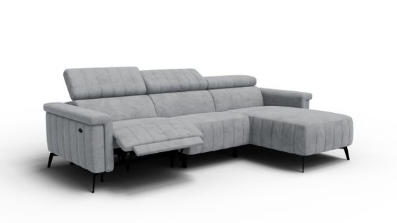 Canapé Relax D'angle 4 Places Nordel, Tissu Gris