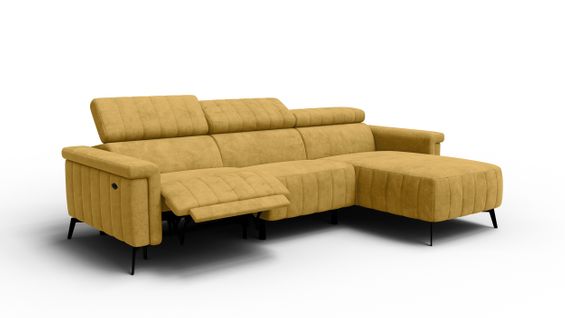 Canapé Relax D'angle 4 Places Nordel, Tissu Moutarde