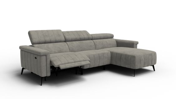 Canapé Relax D'angle 4 Places Nordel, Tissu Taupe