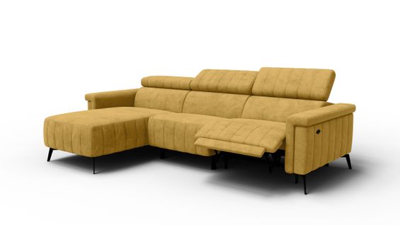 Canapé Relax D'angle 4 Places Nordel, Tissu Moutarde