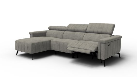 Canapé Relax D'angle 4 Places Nordel, Tissu Taupe