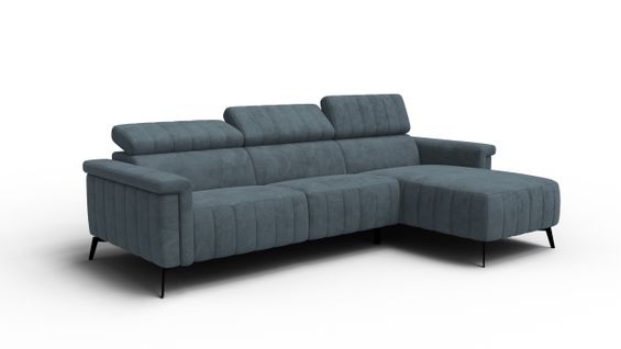 Canapé D'angle 4 Places Nordel, Tissu Bleu Gris