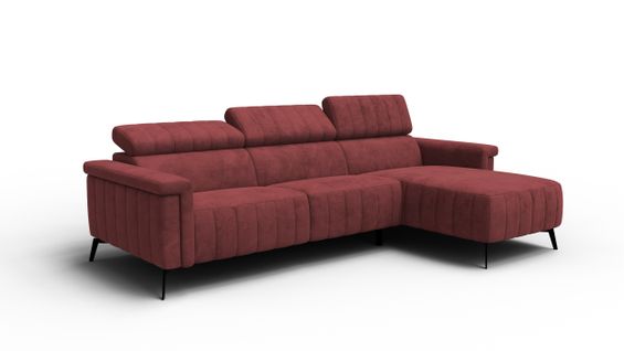 Canapé D'angle 4 Places Nordel, Tissu Bordeaux