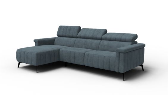 Canapé D'angle 4 Places Nordel, Tissu Bleu Gris