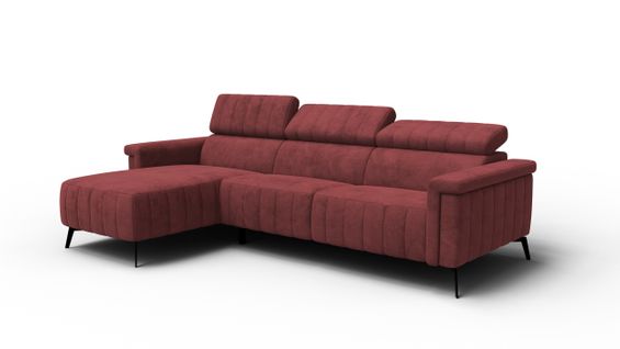 Canapé D'angle 4 Places Nordel, Tissu Bordeaux