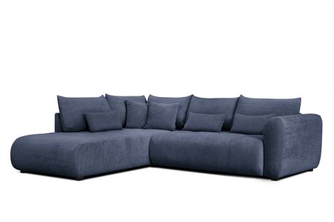 Canapé D'angle 5 Places Soreno, Tissu Bleu Marine