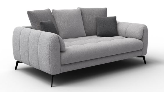 Canapé 2,5 Places Calme, Tissu Gris Clair Et Gris Foncé