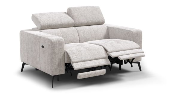 Canapé 2 Places Morello Avec 2 X Relax Zero Gravity, Tissu Crème