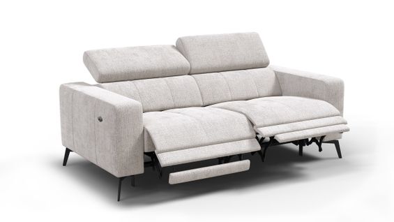 Canapé 3 Places Morello Avec 2 X Relax Zero Gravity, Tissu Crème