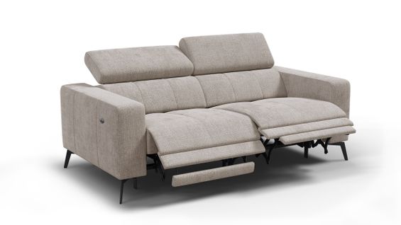 Canapé 3 Places Morello Avec 2 X Relax Zero Gravity, Tissu Beige