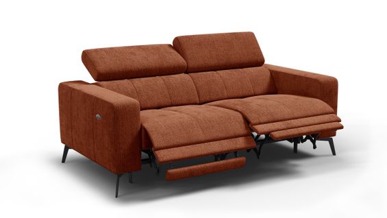 Canapé 3 Places Morello Avec 2 X Relax Zero Gravity, Tissu Orange Foncé