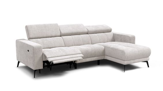 Canapé D'angle 4 Places Morello Avec 1 X Relax Zero Gravity, Tissu Crème