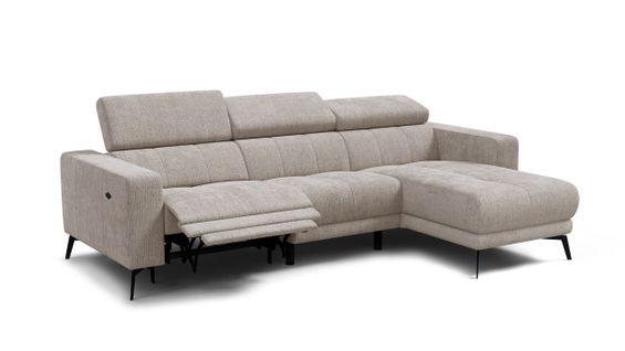 Canapé D'angle 4 Places Morello Avec 1 X Relax Zero Gravity, Tissu Beige