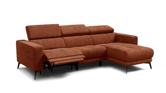 Canapé D'angle 4 Places Morello Avec 1 X Relax Zero Gravity, Tissu Orange Foncé