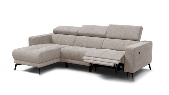 Canapé D'angle 4 Places Morello Avec 1 X Relax Zero Gravity, Tissu Beige