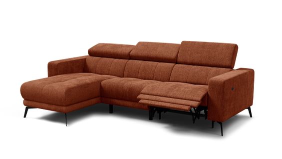 Canapé D'angle 4 Places Morello Avec 1 X Relax Zero Gravity, Tissu Orange Foncé