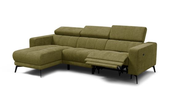 Canapé D'angle 4 Places Morello Avec 1 X Relax Zero Gravity, Tissu Olive