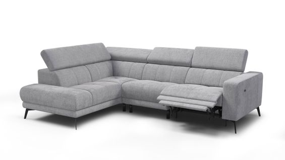 Canapé D'angle 5 Places Morello Avec 1 X Relax Zero Gravity, Tissu Gris Clair