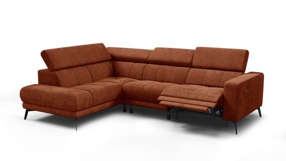 Canapé D'angle 5 Places Morello Avec 1 X Relax Zero Gravity, Tissu Orange Foncé