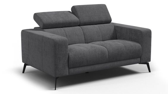 Canapé 2 Places Morello, Tissu Gris Foncé