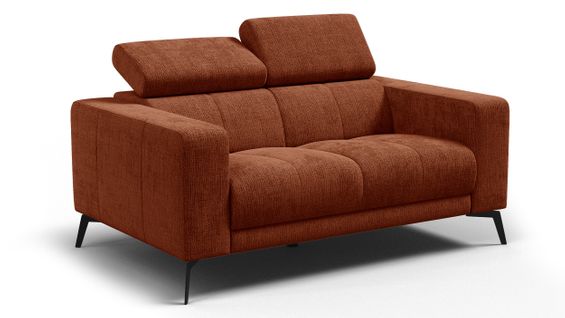 Canapé 2 Places Morello, Tissu Orange Foncé