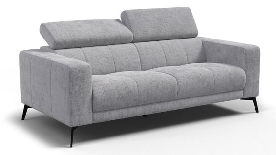 Canapé 3 Places Morello, Tissu Gris Clair