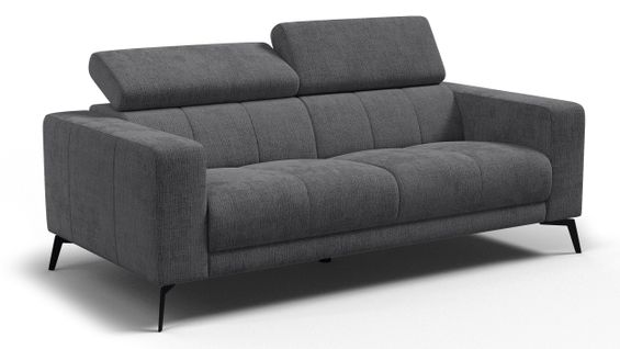 Canapé 3 Places Morello, Tissu Gris Foncé