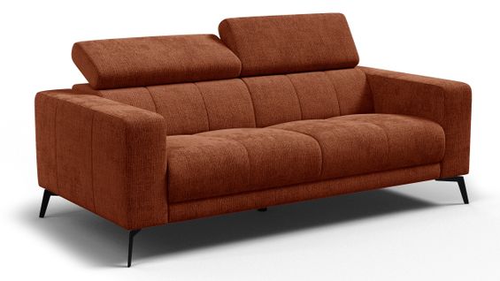 Canapé 3 Places Morello, Tissu Orange Foncé