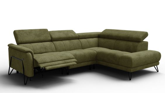 Canapé D'angle 5 Places Roden Avec Relax, Tissu Olive