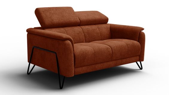 Canapé 2 Places Roden, Tissu Orange Foncé