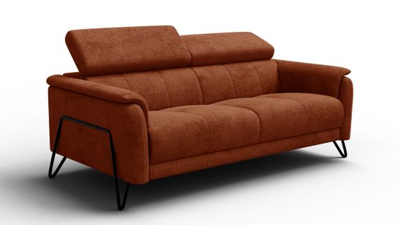 Canapé 3 Places Roden, Tissu Orange Foncé