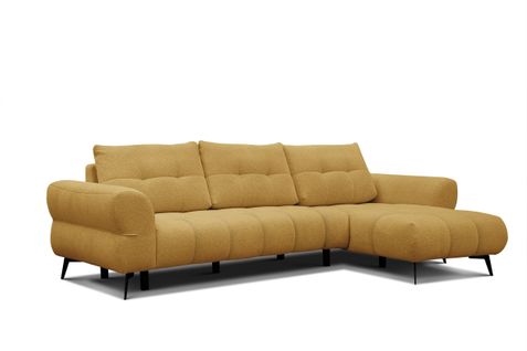 Canapé D'angle 4 Places Salvini, Tissu Miel