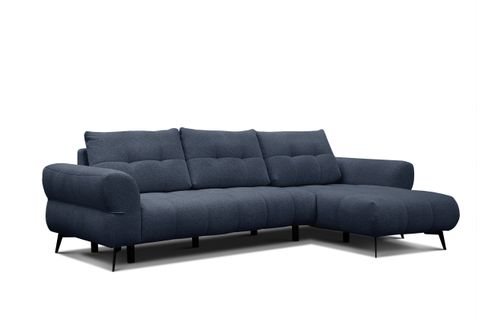 Canapé D'angle 4 Places Salvini, Tissu Bleu Marine