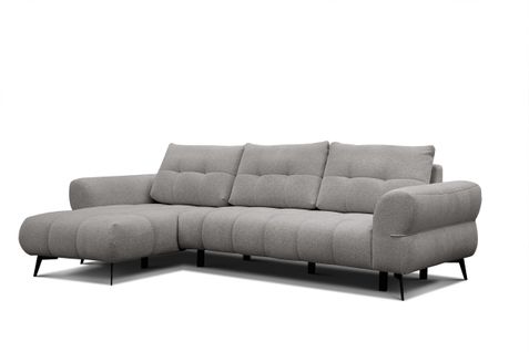 Canapé D'angle 4 Places Salvini, Tissu Gris Chaud