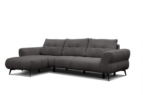 Canapé D'angle 4 Places Salvini, Tissu Gris Foncé