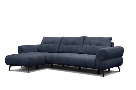Canapé D'angle 4 Places Salvini, Tissu Bleu Marine
