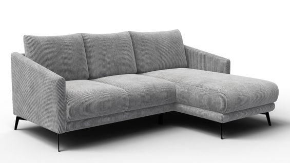 Canapé D'angle Droit 3 Places Vilt, Tissu Gris Clair