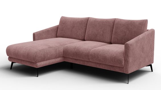 Canapé D'angle Gauche 3 Places Vilt, Tissu Rose