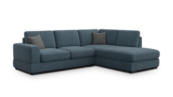 Canapé D'angle Droit 5 Places Otto, Tissu Bleu Marine