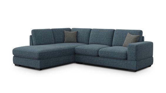 Canapé D'angle Gauche 5 Places Otto, Tissu Bleu Marine