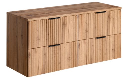 Meuble De Salle De Bain Suspendu Sous Double Vasque Avec Plan Adel Chêne 120 Cm