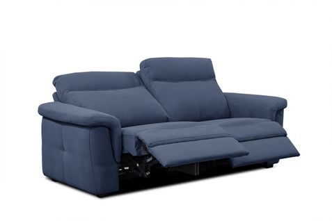 Canapé Droit 3 Places Tissu Bleu Avec Relax Électrique - Jones