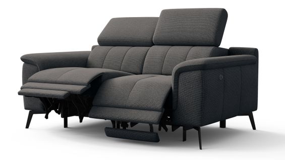 Canapé Droit Avec 2 Relax Électriques Tissu Gris Foncé - Fiero