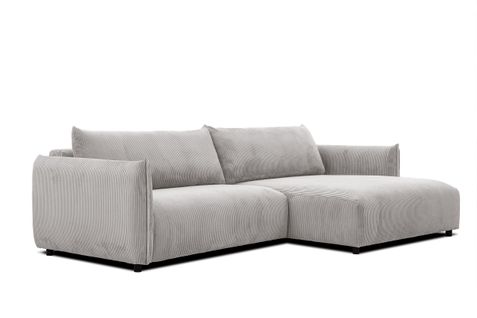 Canapé D'angle Droit 5 Places Tissu Blanc Perle - Tauer