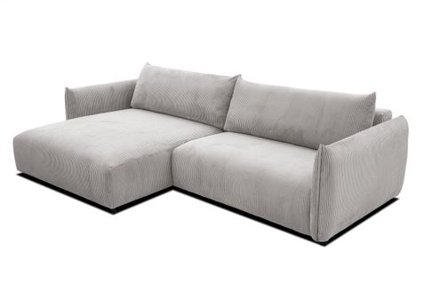 Canapé D'angle Gauche 5 Places Tissu Blanc Perle - Tauer