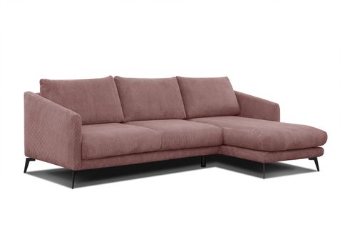 Canapé D'angle Droit 4 Places Vilt, Tissu Rose